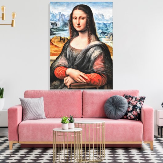 Da Vinci - Mona Lisa, wereldberoemd schilderij Canvas Afdruk (Insitu (Woonkamer))
