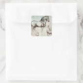 Da Vinci Paard Studie Renaissance Schets Schets Sc Vierkante Sticker (Tas)