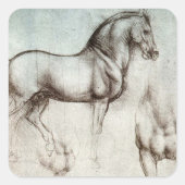 Da Vinci Paard Studie Renaissance Schets Schets Sc Vierkante Sticker (Voorkant)