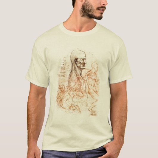 da Vinci Sketch — Man en paarden T-shirt (Voorkant)