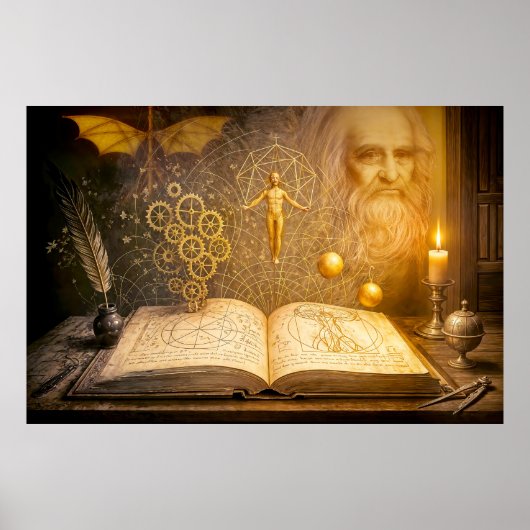 Da Vinci-uitvindingen uit oud schetsboek Poster (Voorkant)
