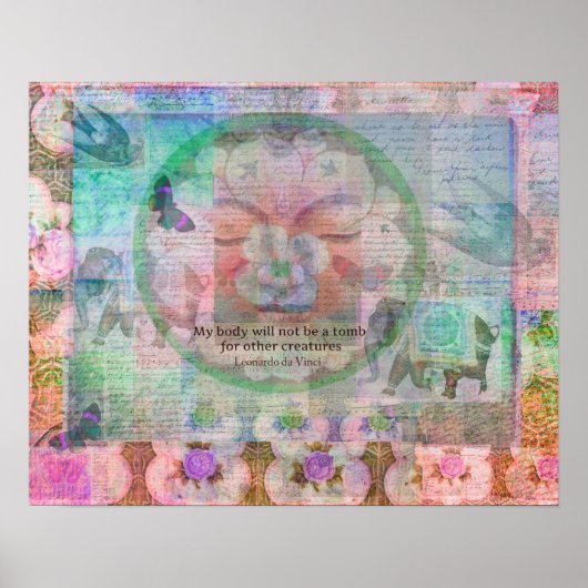 Da Vinci Vegetarian quote Poster (Voorkant)