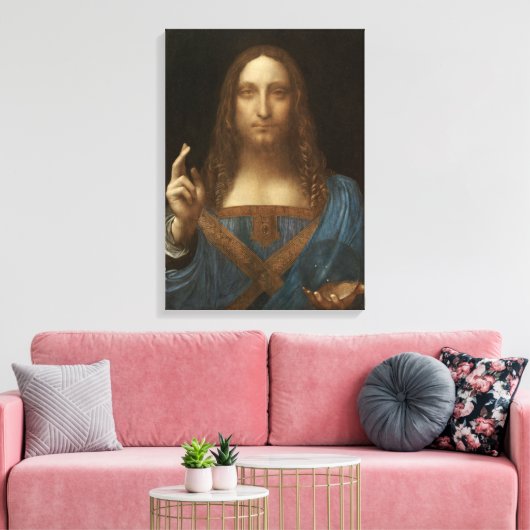 Da Vinci, Verlosser van de wereld, Salvator Mundi Canvas Afdruk (Insitu (Woonkamer))