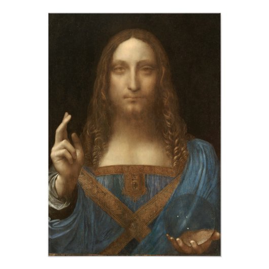 Da Vinci, Verlosser van de wereld, Salvator Mundi Foto Afdruk (Voorkant)