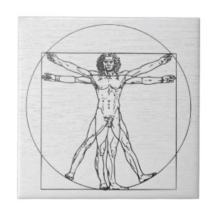 Da Vinci Vitruvian Man - Antieke Keramische Tegel Tegeltje