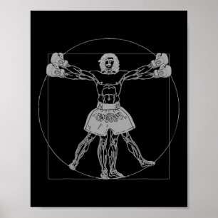 Da Vinci Vitruvian Man Muay Thai Mma Street Fight Poster