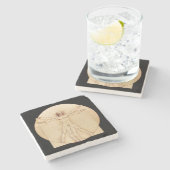 Da Vinci Vitruvian Man Stenen Onderzetter (Zijkant)