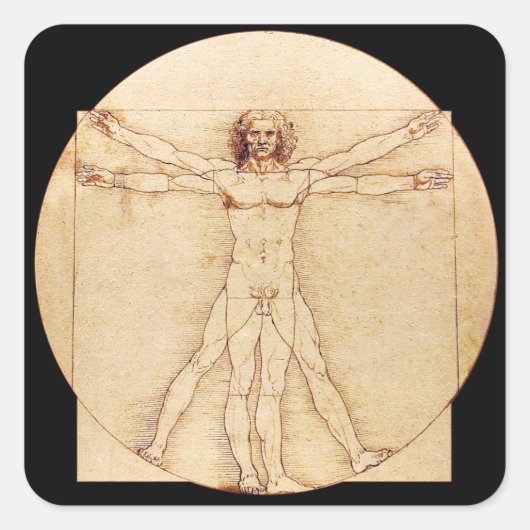 Da Vinci Vitruvian Man Vierkante Sticker (Voorkant)