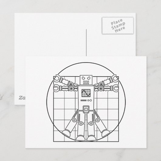 Da Vinci Vitruvian Robot Briefkaart (Voorkant / Achterkant)