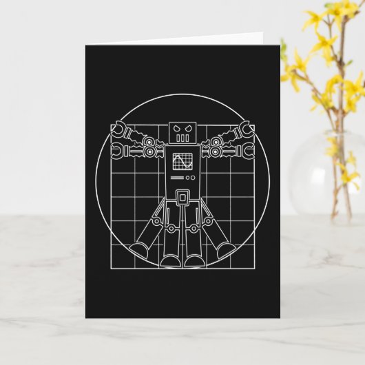 Da Vinci Vitruvian Robot Kaart (Gele Bloem)