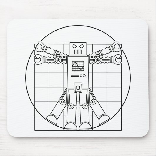 Da Vinci Vitruvian Robot Mousepad Muismat (Voorkant)