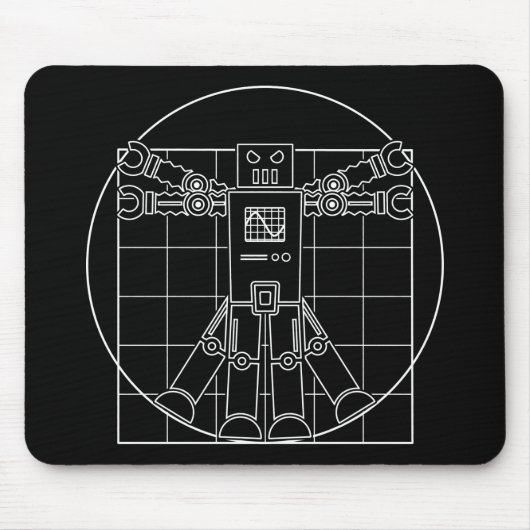 Da Vinci Vitruvian Robot Mousepad Muismat (Voorkant)