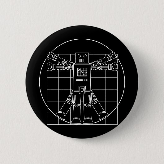 Da Vinci Vitruvian Robot Ronde Button 5,7 Cm (Voorkant)