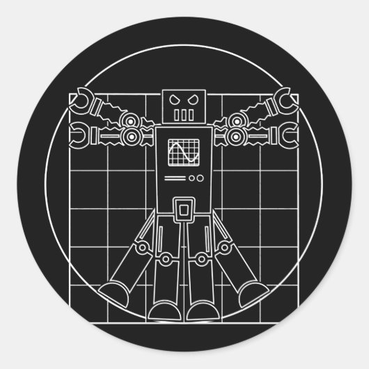 Da Vinci Vitruvian Robot Sticker (Voorkant)