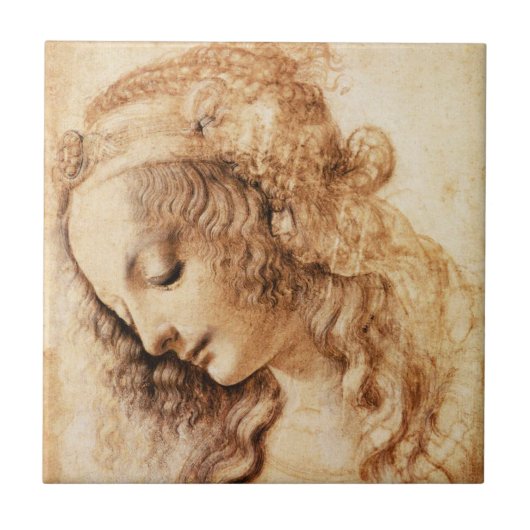 Da Vinci Woman's Head Tile Tegeltje (Voorkant)