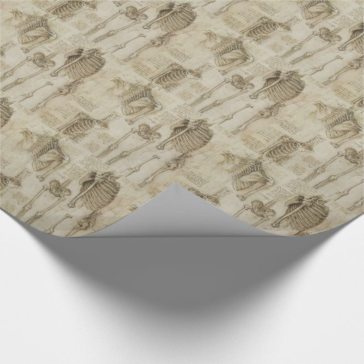 Da Vinci's Human Skeleton Anatomy Sketches Cadeaupapier (Hoek)