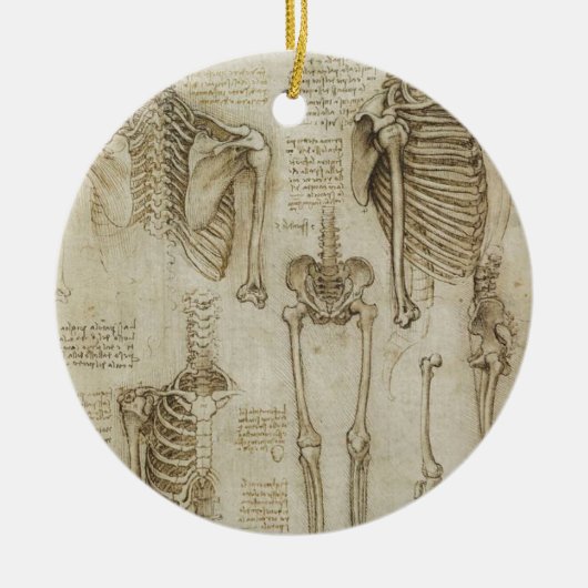 Da Vinci's Human Skeleton Anatomy Sketches Keramisch Ornament (Voorkant)