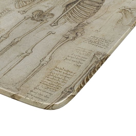 Da Vinci's Human Skeleton Anatomy Sketches Snijplank (Hoek)