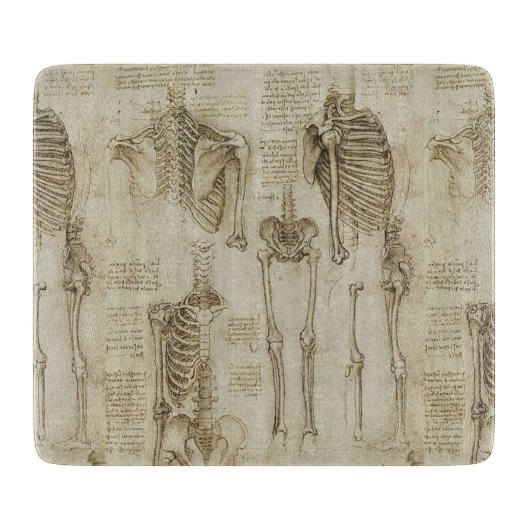Da Vinci's Human Skeleton Anatomy Sketches Snijplank (Voorkant)