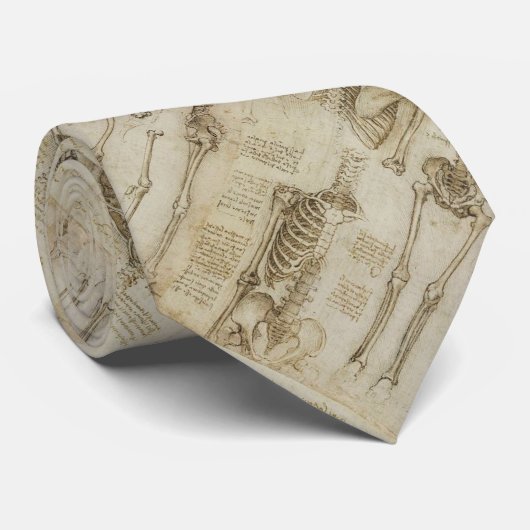 Da Vinci's Human Skeleton Anatomy Sketches Stropdas (Opgerold)