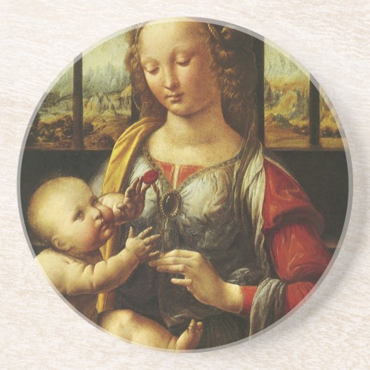 da Vinci's Madonna van de anjer Zandsteen Onderzetter (Voorkant)
