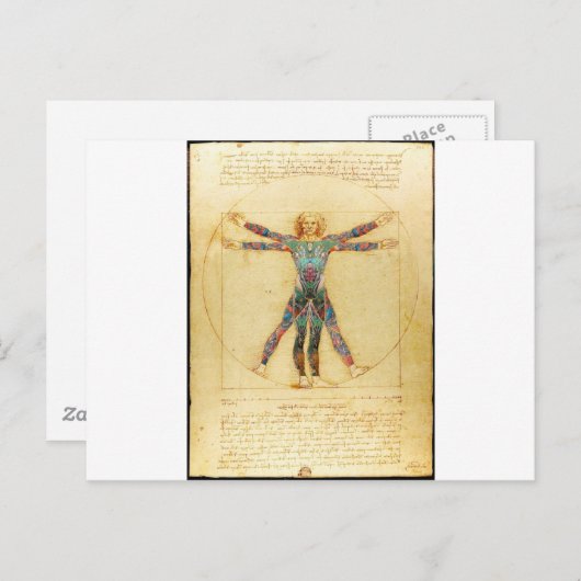Da Vinci's Vitruviaanse man met tattoos Briefkaart (Voorkant / Achterkant)