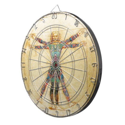 Da Vinci's Vitruviaanse man met tattoos Dartbord (Voorkant Rechts)