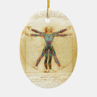 Da Vinci's Vitruviaanse man met tattoos Keramisch Ornament