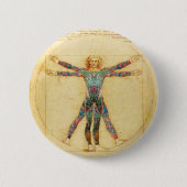 Da Vinci's Vitruviaanse man met tattoos Ronde Button 5,7 Cm (Voorkant)