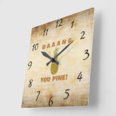 Daaang You Pine Wall Clock Vierkante Klok (Hoek)