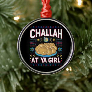 Daag Haar Uit Grappig Hanukkah Eten Chanukah Metalen Ornament