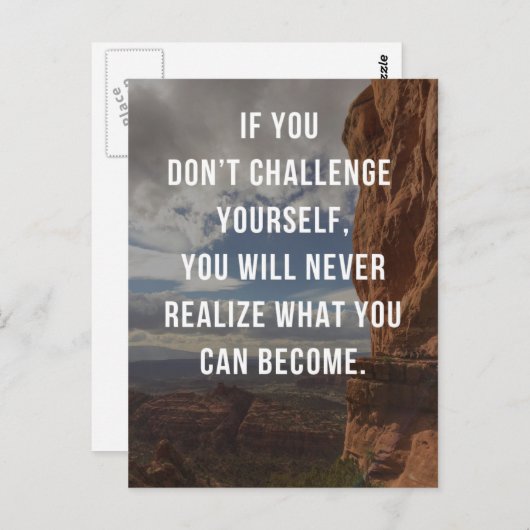 Daag jezelf uit Quote Briefkaart (Voorkant / Achterkant)