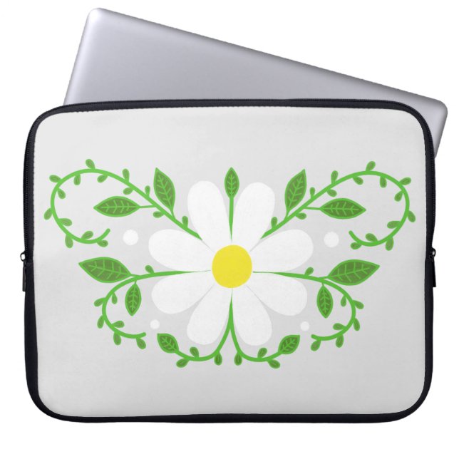 Daagse florale laptophoes laptop sleeve (Voorkant)