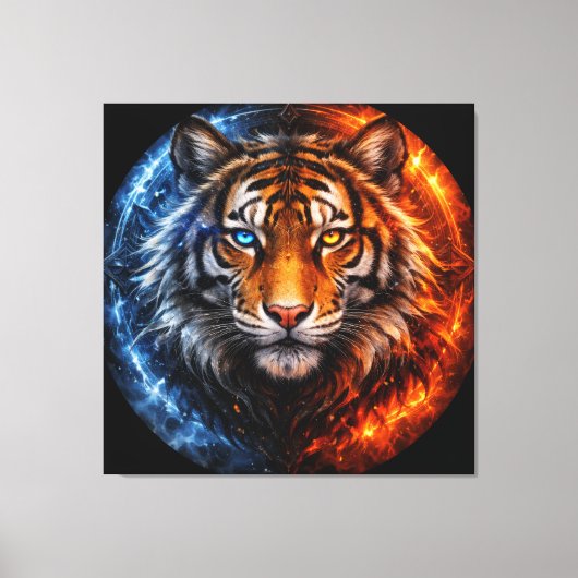 Daagwear – Duality Tiger | Fire & Ice Spirit Canvas Afdruk (Voorkant)
