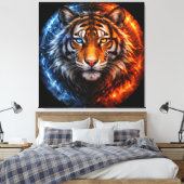 Daagwear – Duality Tiger | Fire & Ice Spirit Canvas Afdruk (Insitu (Slaapkamer))
