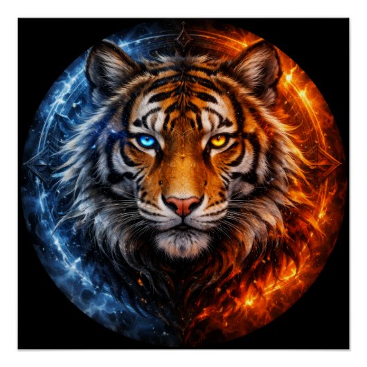 Daagwear – Duality Tiger | Fire & Ice Spirit Perfect Poster (Voorkant)