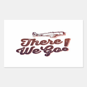 Daar gaan we! Retro Fighter Plane - Trendium Retro Rechthoekige Sticker