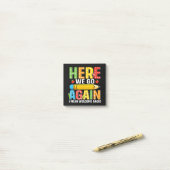Daar gaan we weer, ik bedoel welkom terug post-it® notes (Op bureau)