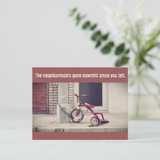 Daar gaat het buurtbriefkaart briefkaart (Staand voorkant)