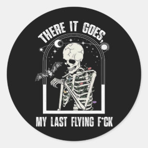 Daar gaat het mijn laatste vliegende grappige Hall Ronde Sticker