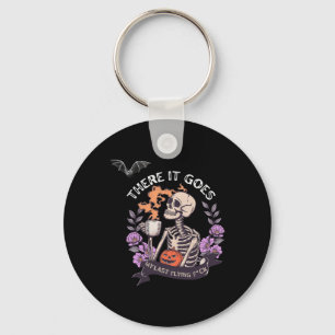 Daar gaat mijn laatste vliegende skelet Halloween Sleutelhanger