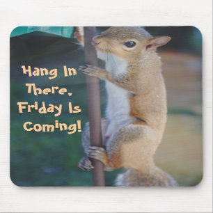 Daar hangen, vrijdag komt, eekhoorn Mousepad Muismat