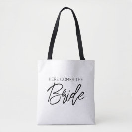 DAAR KOMT DE BRUID Huwelijk vrijgezellenfeest Leuk Tote Bag