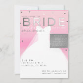 Daar komt de BRUID Silver & Roze Chic Bruidsfeest Kaart (Voorkant)