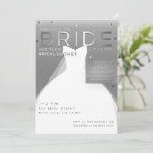 Daar komt de BRUID Silver & White Chic Bruiloftsbo Kaart (Staand voorkant)