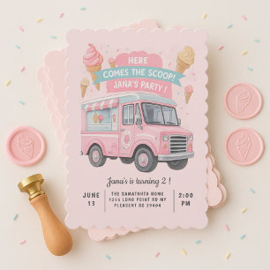 Daar komt de scoop! Pink Ice Cream Truck Kaart