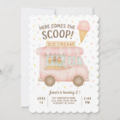 Daar komt de scoop! | Pink Ice Cream Truck Kaart (Voorkant)