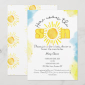 Daar komt de zoon! uitnodiging tot baby shower (Voorkant / Achterkant)