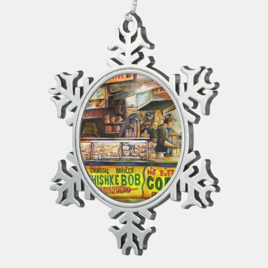 Daar kun je niet mee concurreren tin sneeuwvlok ornament (Rechts)