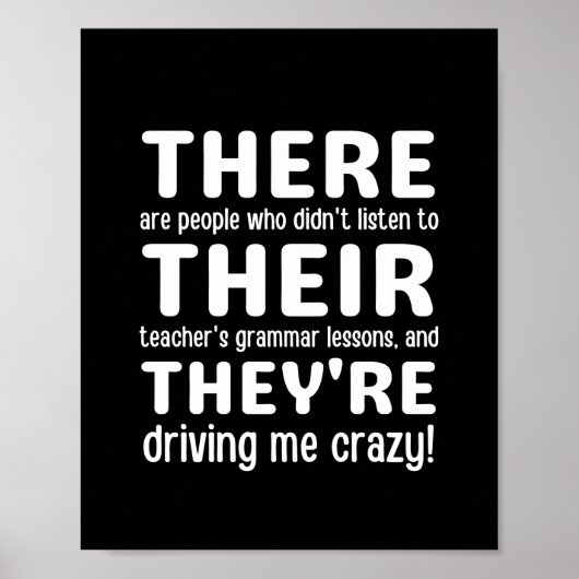 Daar zijn ze Engelse Grammer Funny Teacher Poster (Voorkant)